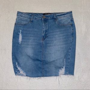 Distressed Denim Skirt